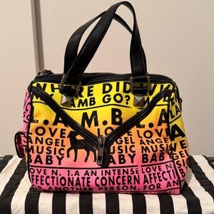 L.A.M.B. Yellow and Pink Graphic Satchel